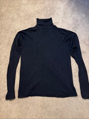 Herman Geist 100% Silk Navy Turtleneck Sweater - Classic Lightweight Rib Knit